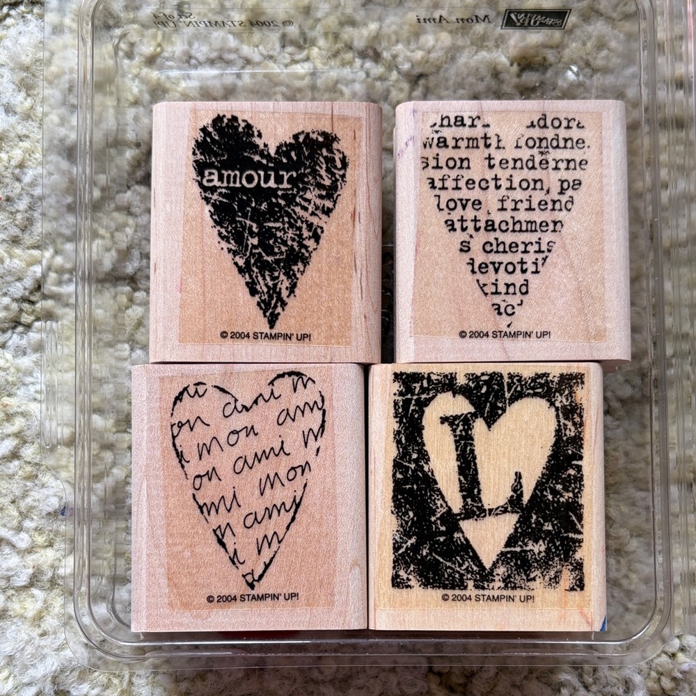 Stampin' Up! Heart Stamp Set - set of 4 from 2004 Mon Ami